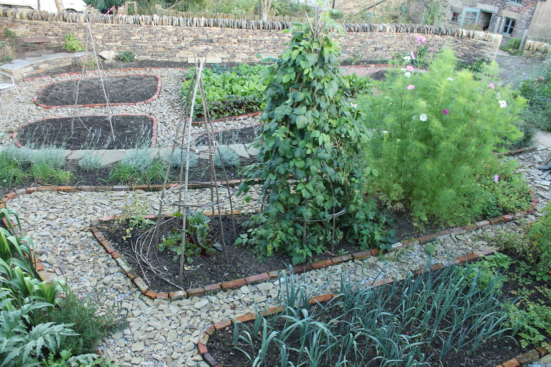Raised terrace in a walled garden